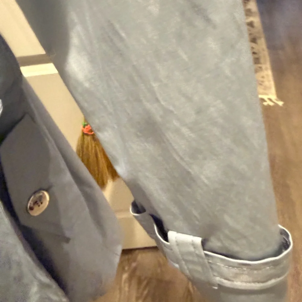 Calvin Klein Light Gray Double-Breasted Trench Coat - Picture 6 of 12